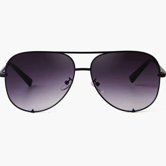 Black Clear Ombre Gradient Aviator Pilot Sunglasses Oversized Retro Shades - Picture 4 of 5